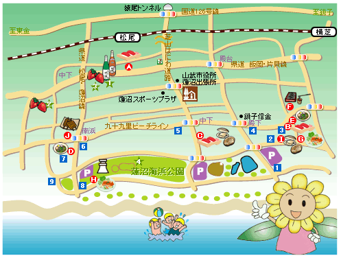 蓮沼村観光マップ